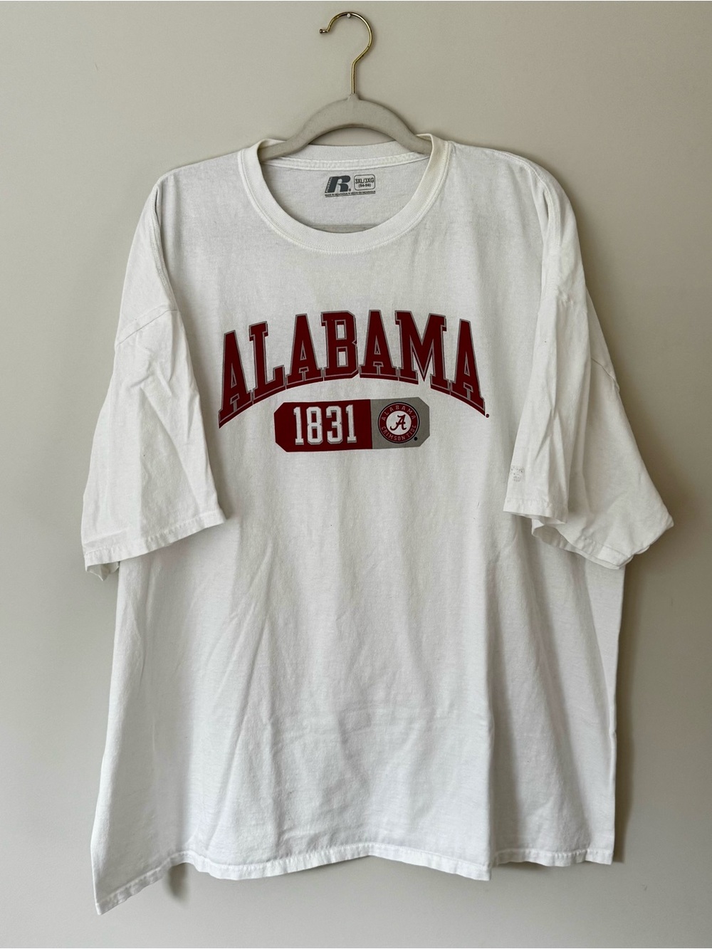 Russell Athletics Y2K University of Alabama Cotton T-Shirt, White & Red – 3XL
